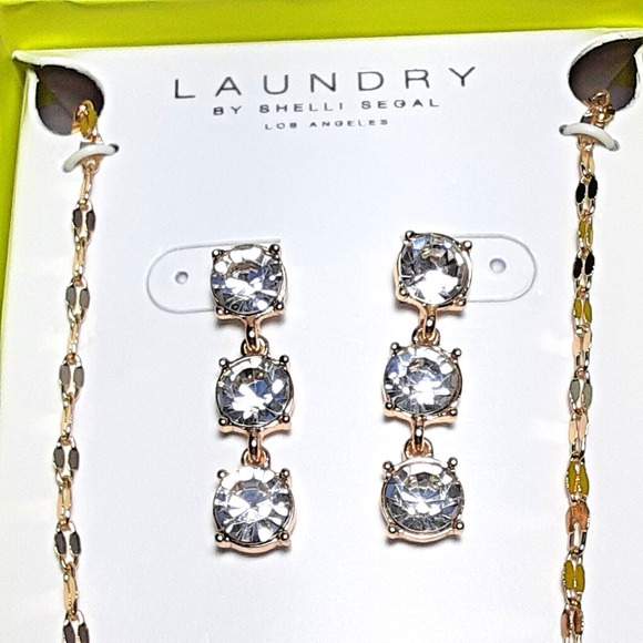 NEW Laundry by Shelli Segal Crystal Earrings & 18" + 3" Ext Necklace Boxed Set - Picture 2 of 7